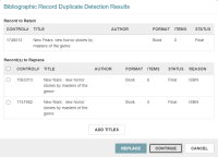 Bibliographic Record Duplicate Detection Results