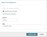 Adjust Fund Balances dialog.