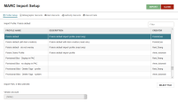 MARC Import Setup workform.