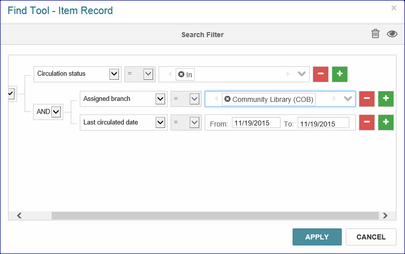 Apply a Filter to a Find Tool Search
