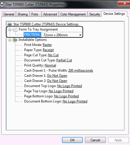 change form to tray assignment