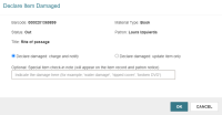 Declare Item Damaged dialog