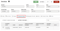 Invoice workform, Payment History view