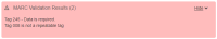 MARC Validation Results dialog