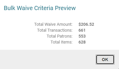 Bulk waive criteria quick preview