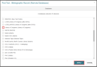 Find Tool - Bibliographic Record (Remote Databases), selecting databases.