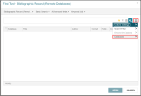 Find Tool - Bibliographic Record (Remote Databases), Databases option.