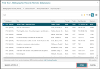 Find Tool - Bibliographic Record (Remote Databases), search results.