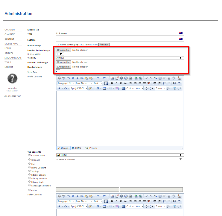 Button Tabs Form Edit a Tab button
