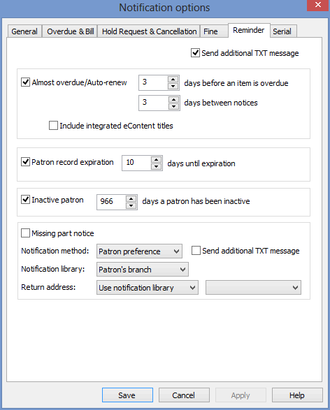 Setting Up E-mail Reminder Notices