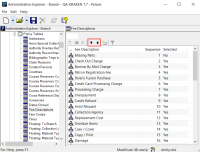 Fee Description policy table, up arrow and down arrow