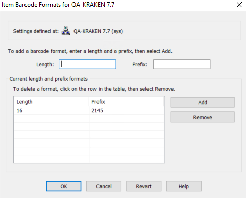 Item Barcode Format