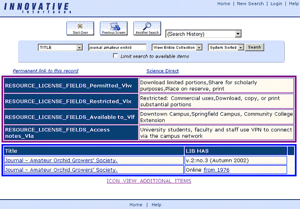 WebPAC Display of Resource Record