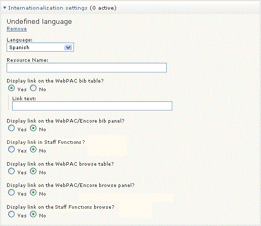 Internationalization menu