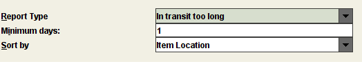 In-Transit Too Long Report parameters display