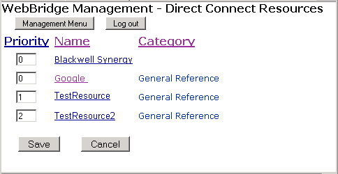 WebBridge Management - Direct Connect Resources
