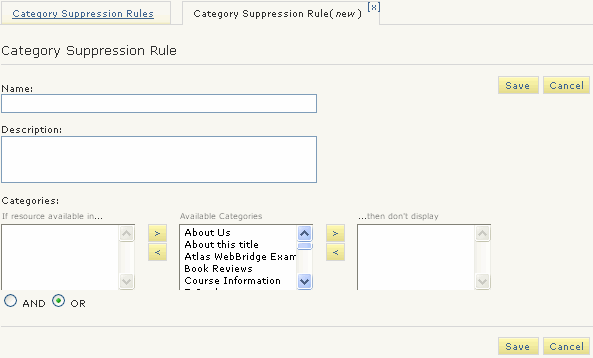 Creating Category Suppression Rule