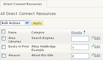 Resources tab
