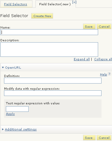 Field Selector tab