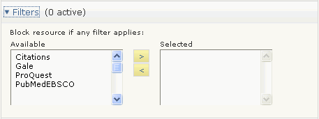 Filters tab