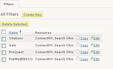 Filters tab