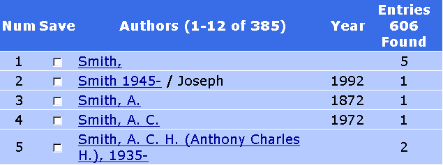Web OPAC search results for author equals smith