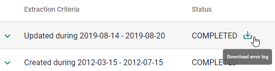 Download extraction error log icon